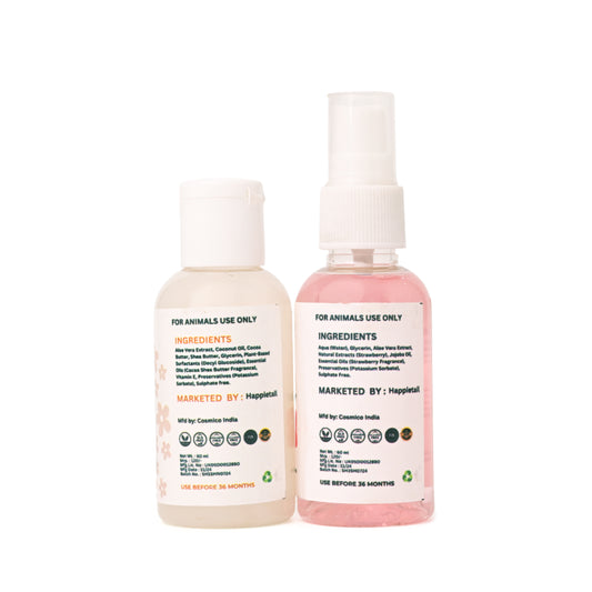 Happietail's Shampoo Duos-Coca Shea & Strawberry Dry Bath Spray - 60ml EACH