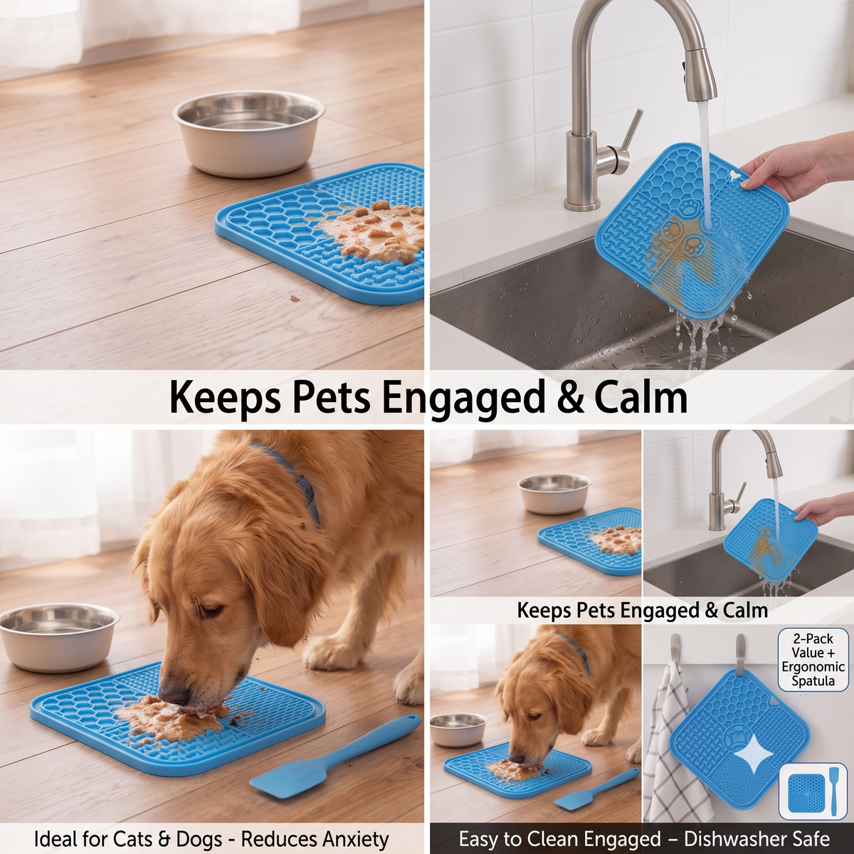 HappieTail™ Pet Slow Feeder Silicone Mat | Anti-Anxiety Lick Mat for Dogs & Cats
