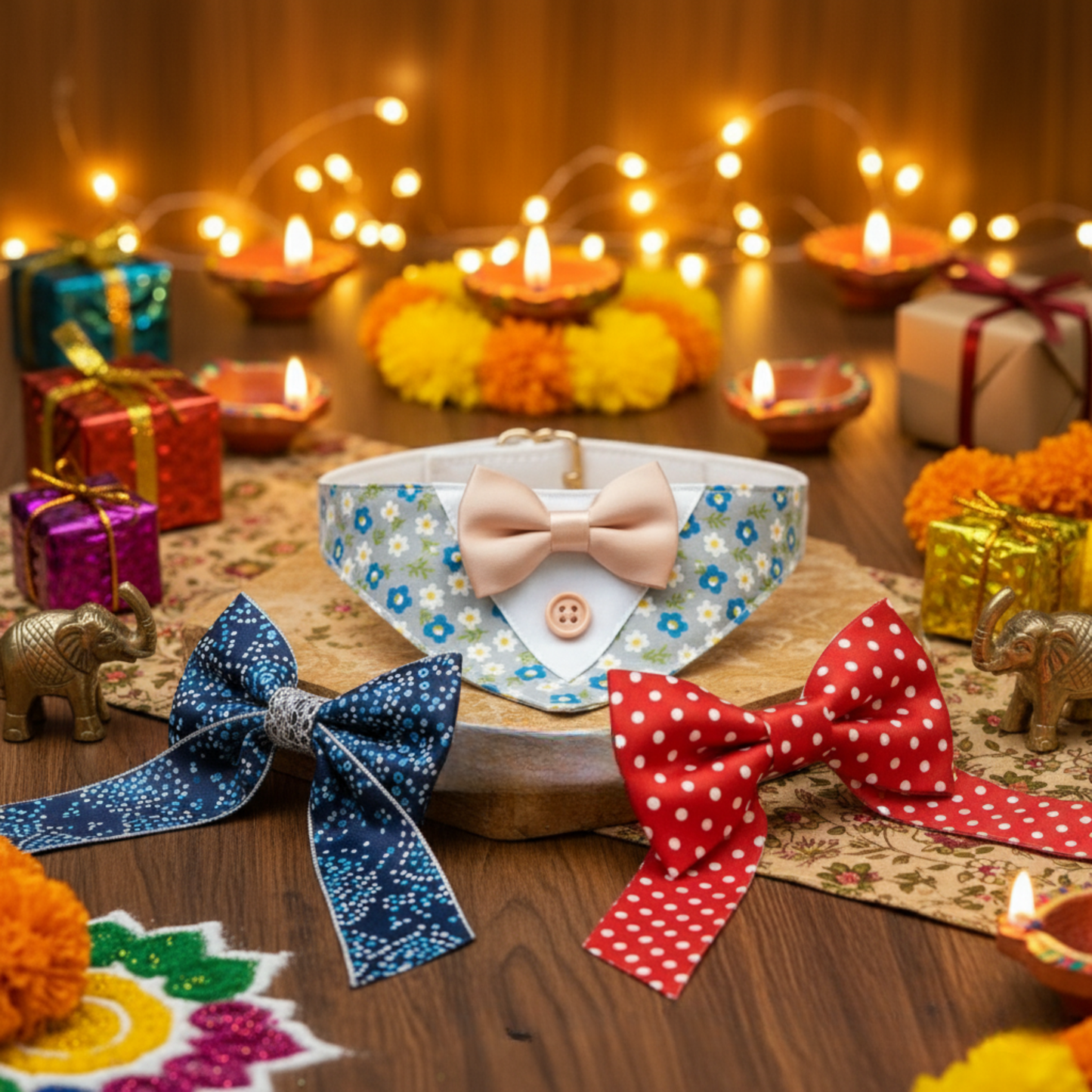 happietail Luxe 3-in-1 Interchangeable Bow Collar Set | Instant Style & Comfort for Your Pet