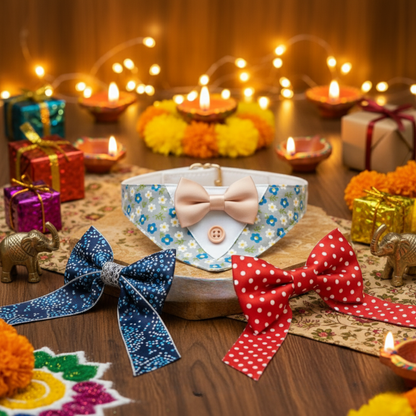 happietail Luxe 3-in-1 Interchangeable Bow Collar Set | Instant Style & Comfort for Your Pet