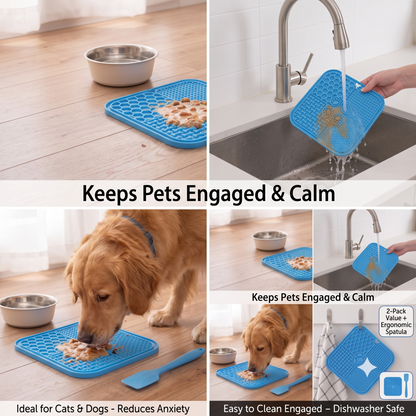 HappieTail™ Pet Slow Feeder Silicone Mat | Anti-Anxiety Lick Mat for Dogs & Cats