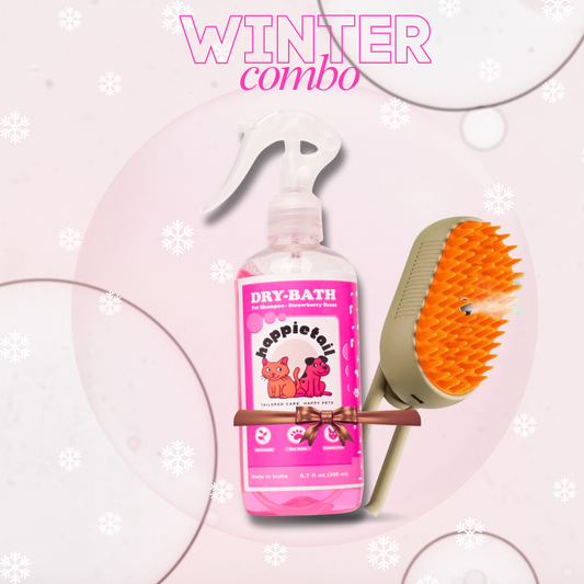 Winter Care Combo – Dry Bath + Grooming Steam Brush