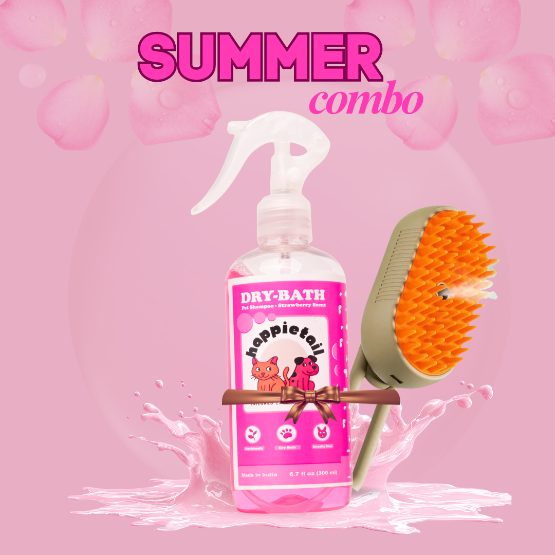 Summer Care Combo – Dry Bath + Grooming Steam Brush
